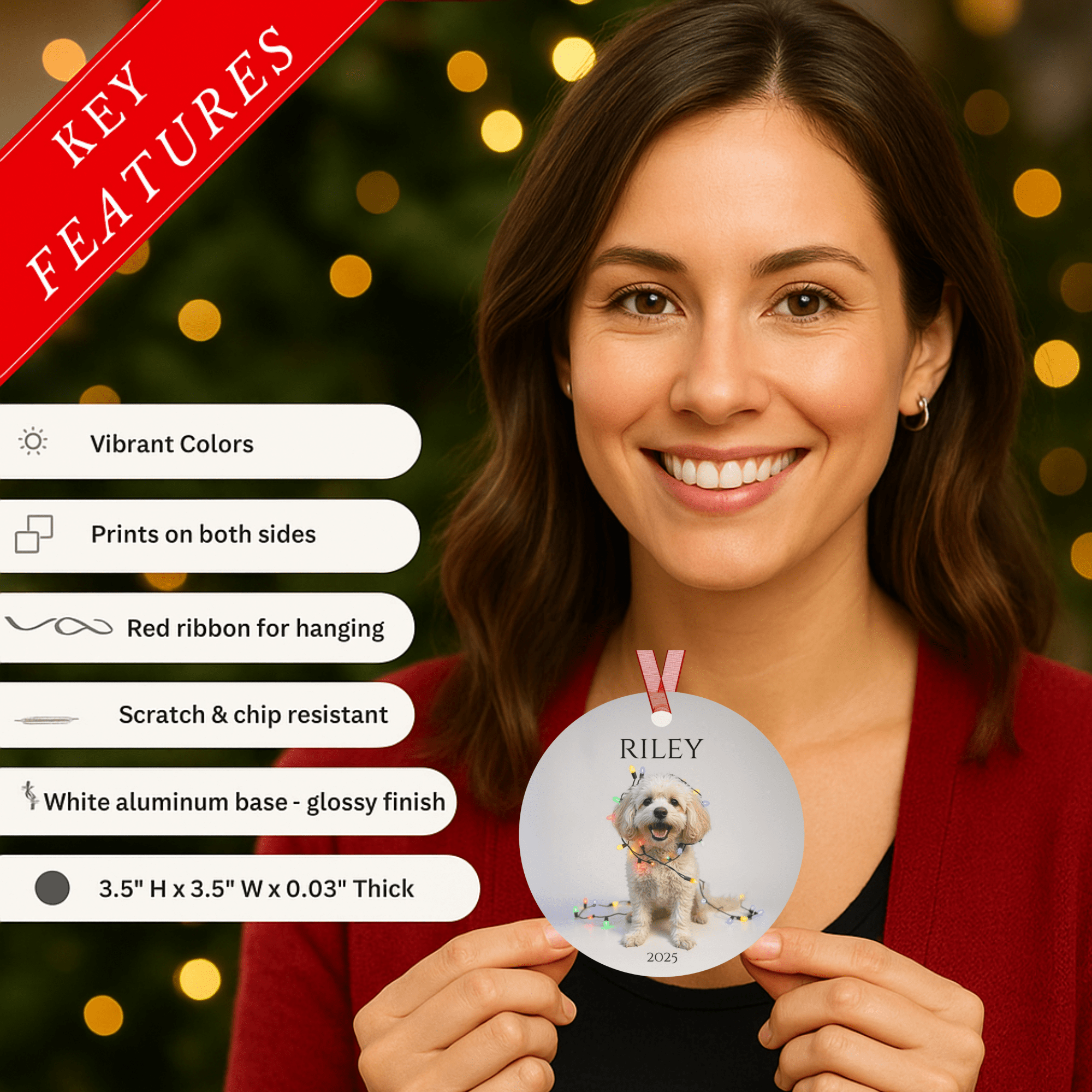 Custom Dog ArtCavapoo Christmas Ornament | Personalized