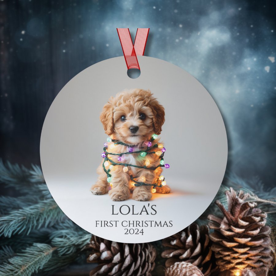 Custom Dog ArtCavapoo Puppy Christmas Ornament | Personalized