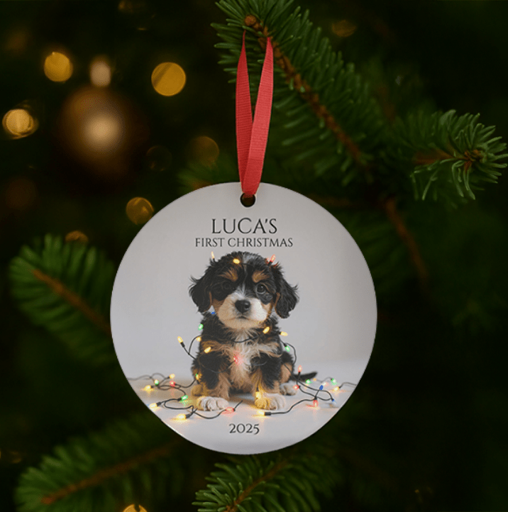 Custom Dog ArtCavapoo Puppy Christmas Ornament | Personalized