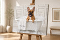 Load image into Gallery viewer, Charlie Bear Bubble Bath French Bulldog canvas displayed on a wooden easel.
