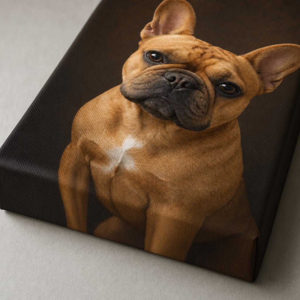 Close-up of the matte canvas texture on the Charlie Bear Classic Portrait.