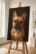 Load image into Gallery viewer, Charlie Bear Classic Portrait French Bulldog canvas displayed on a wooden easel.
