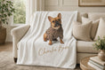 Load image into Gallery viewer, Charlie Bear plush blanket draped over a sofa.
