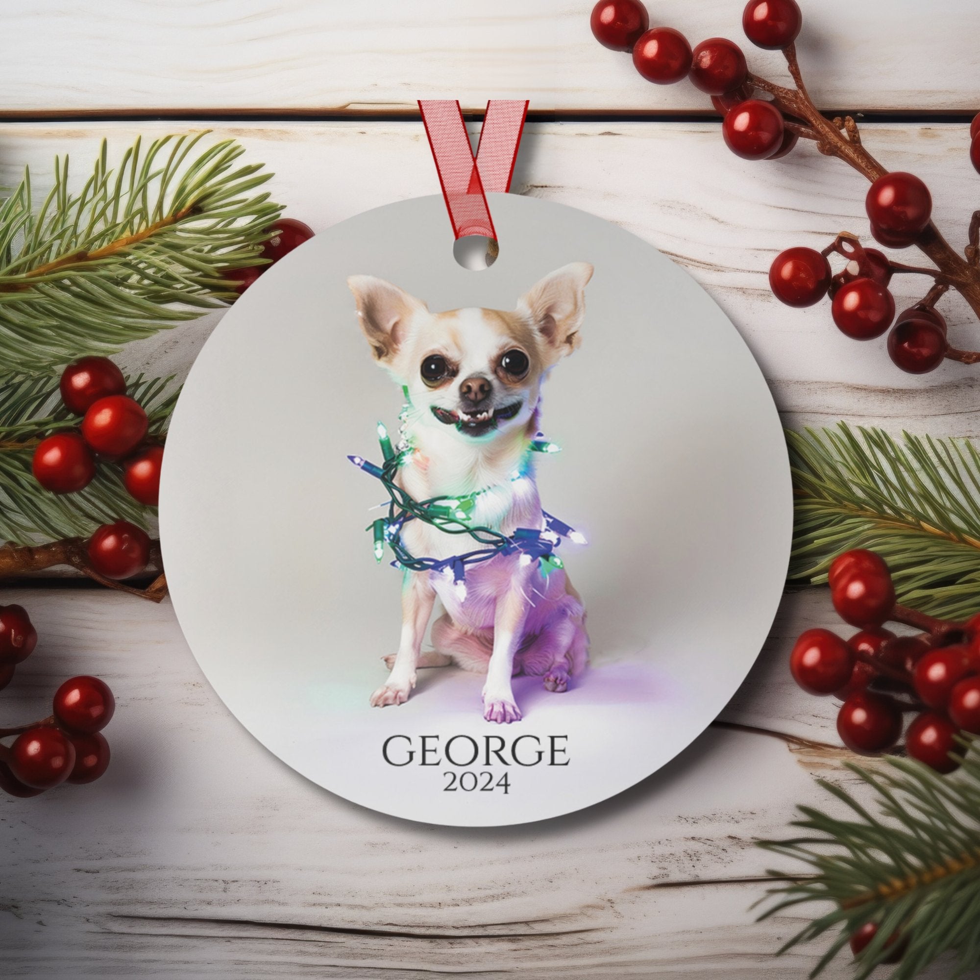 Custom Dog ArtChihuahua Christmas Ornament | Personalized