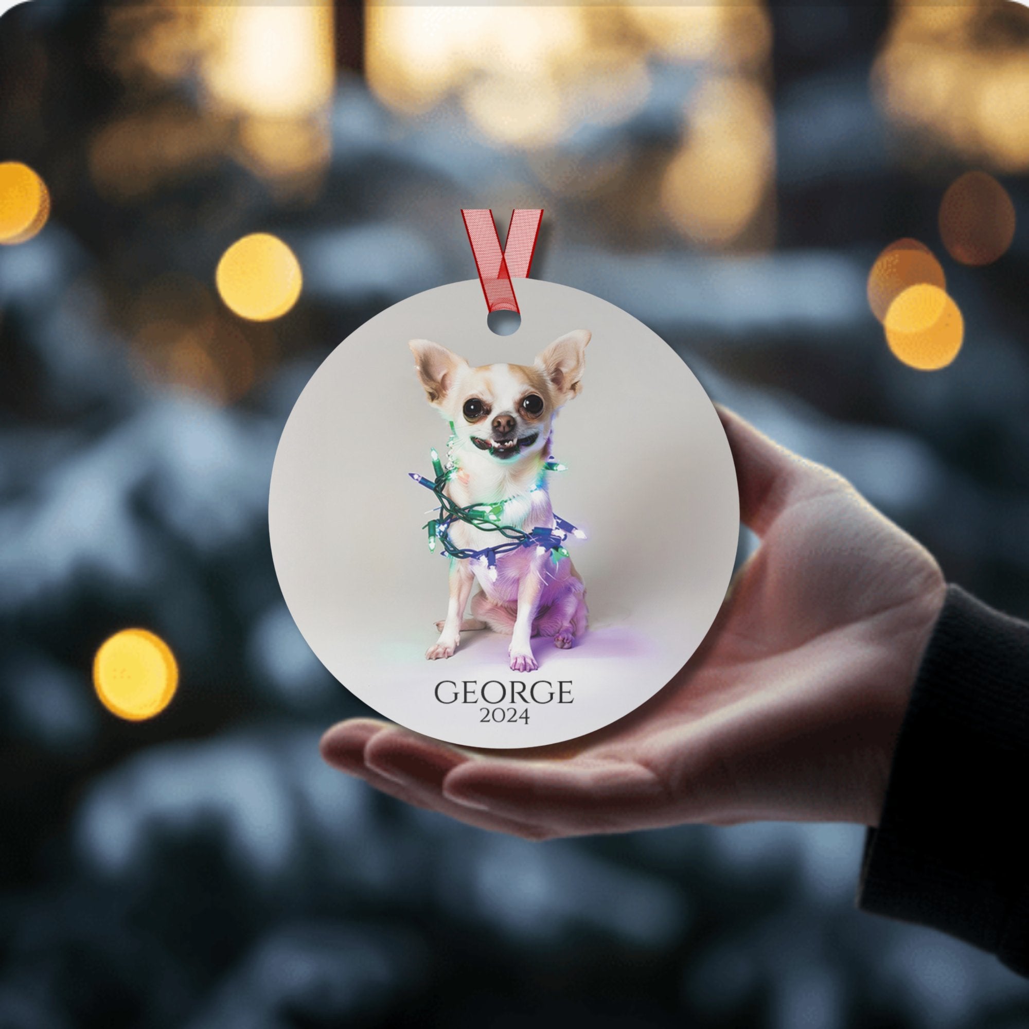 Custom Dog ArtChihuahua Christmas Ornament | Personalized