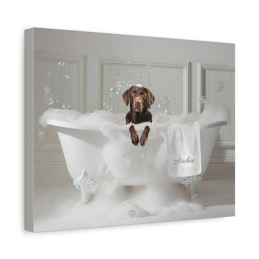 Custom Dog ArtChocolate Lab Bathtub Art - Personalized Dog Bath Art