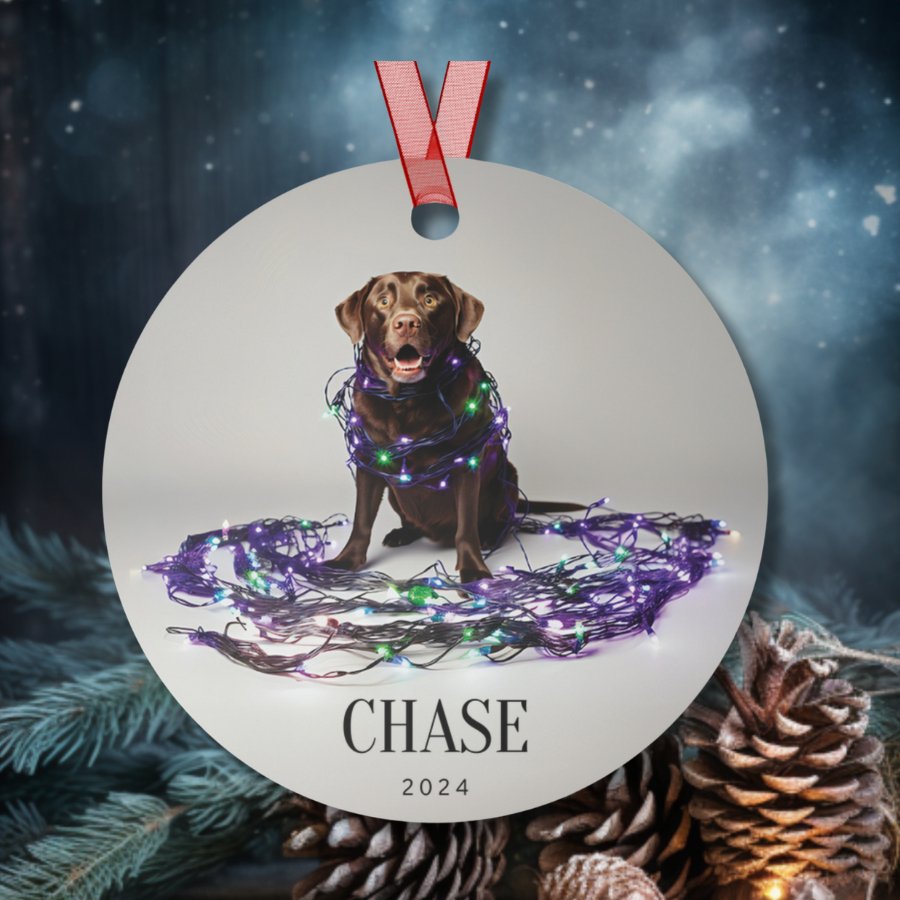 Custom Dog ArtChocolate Lab Christmas Ornament | Personalized