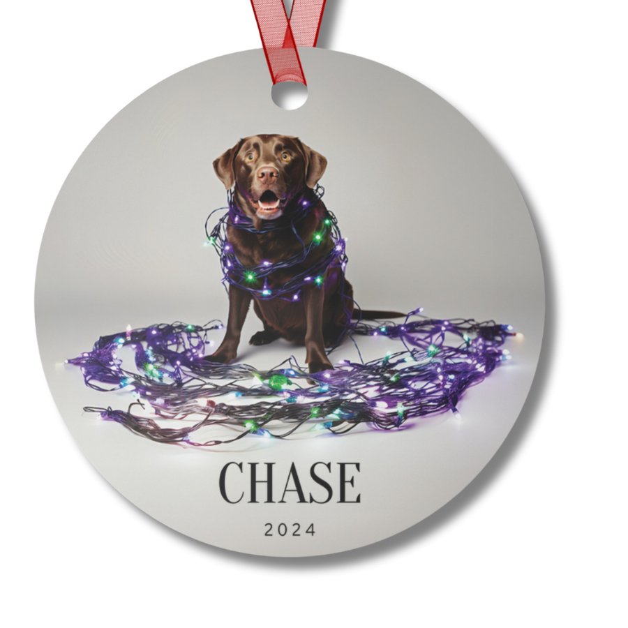 Custom Dog ArtChocolate Lab Christmas Ornament | Personalized