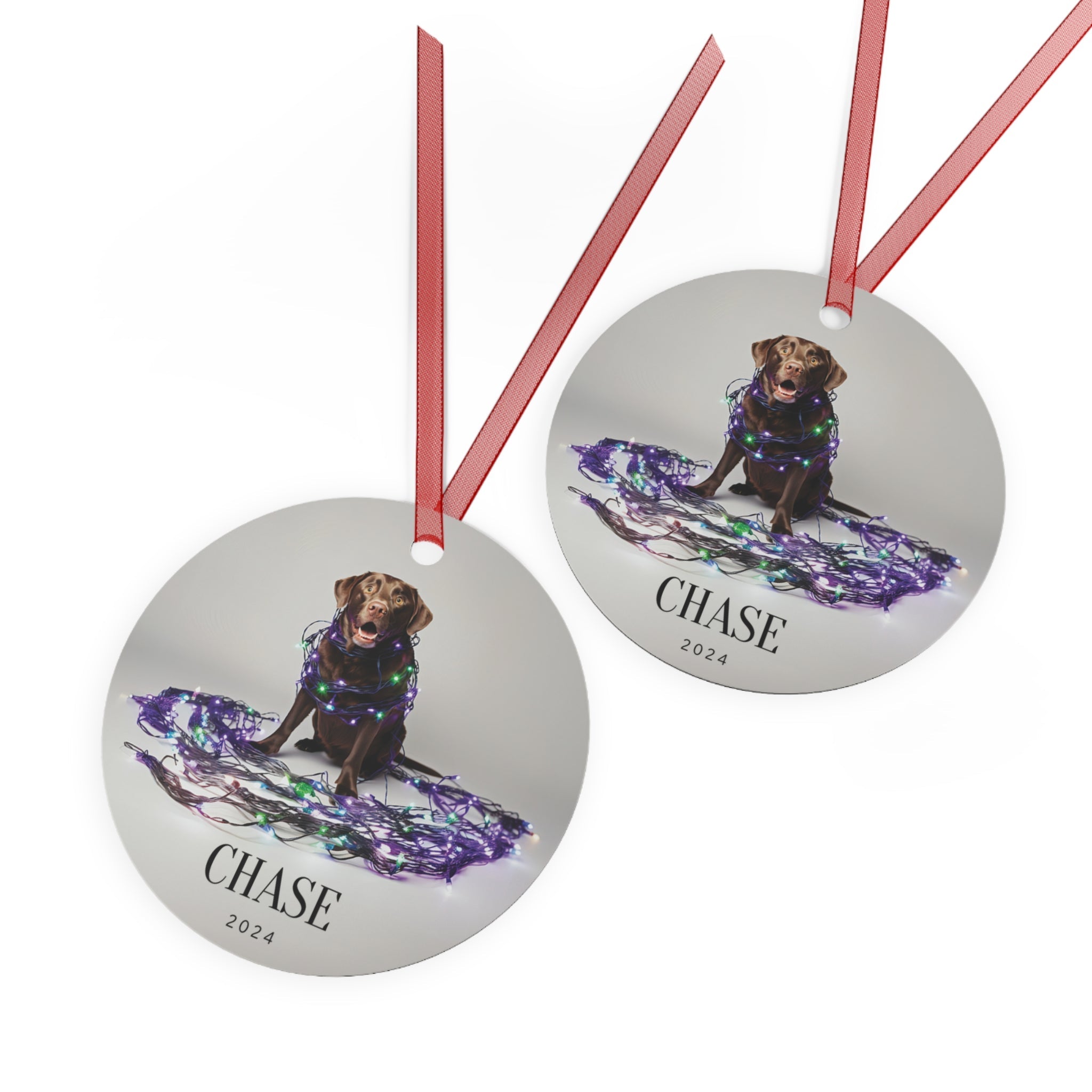 Custom Dog ArtChocolate Lab Christmas Ornament | Personalized