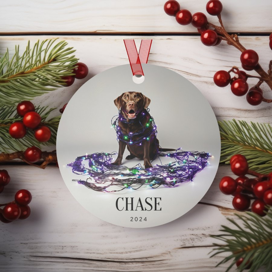 Custom Dog ArtChocolate Lab Christmas Ornament | Personalized