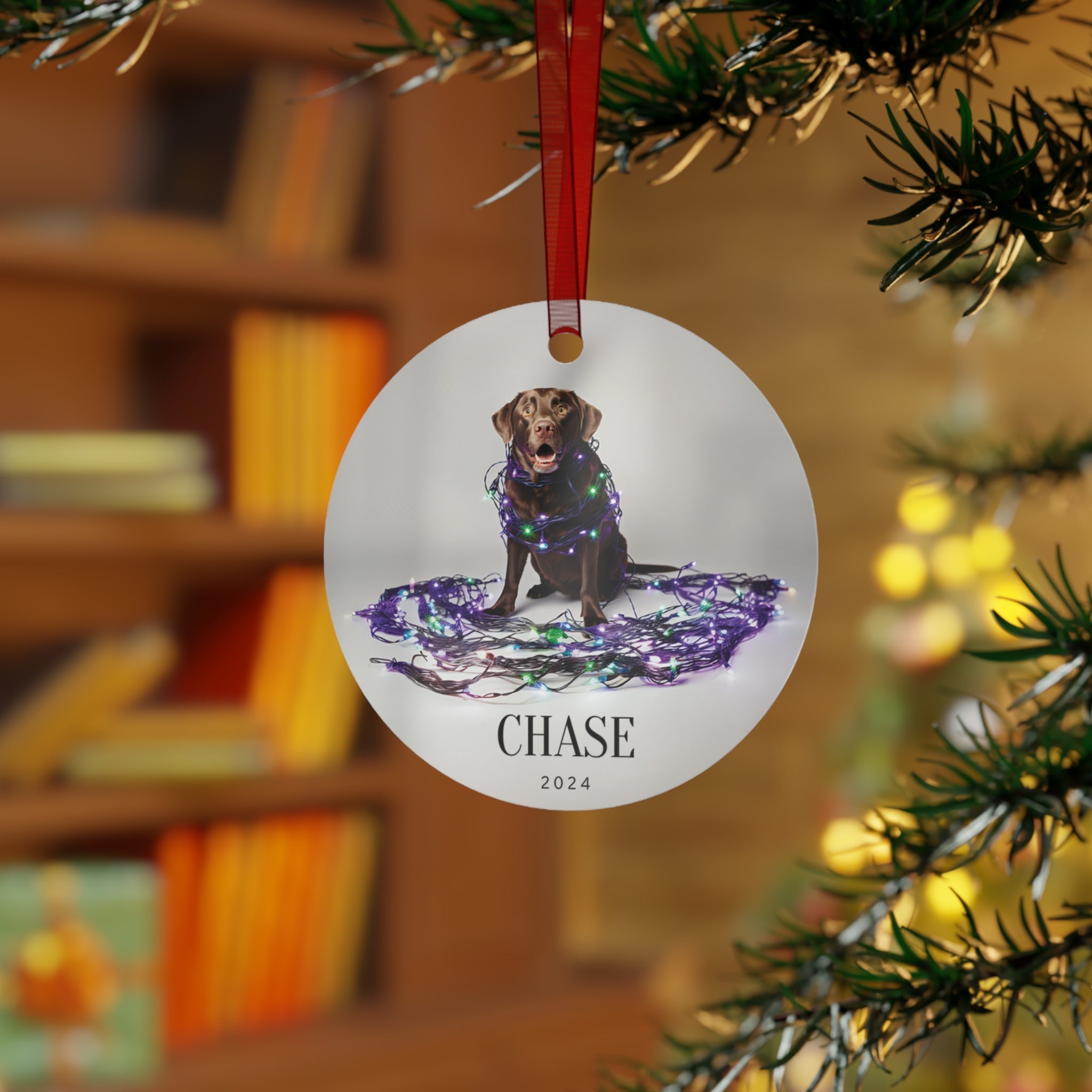 Custom Dog ArtChocolate Lab Christmas Ornament | Personalized