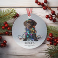 Load image into Gallery viewer, Custom Dog ArtChocolate Lab Puppy Christmas Ornament | Personalized
