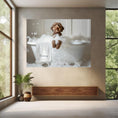 Load image into Gallery viewer, #shop_name Chocolate Labradoodle Bliss: Luxurious Bubble Bath Art Print for Home Decor | CustomDogArt.com | 2024
