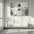 Load image into Gallery viewer, #shop_name Chocolate Labradoodle Bliss: Luxurious Bubble Bath Art Print for Home Decor | CustomDogArt.com | 2024
