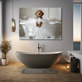 Load image into Gallery viewer, #shop_name Chocolate Labradoodle Bliss: Luxurious Bubble Bath Art Print for Home Decor | CustomDogArt.com | 2024
