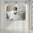 Load image into Gallery viewer, #shop_name Chocolate Labradoodle Bliss: Luxurious Bubble Bath Art Print for Home Decor | CustomDogArt.com | 2024
