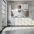 Load image into Gallery viewer, #shop_name Chocolate Labradoodle Bliss: Luxurious Bubble Bath Art Print for Home Decor | CustomDogArt.com | 2024
