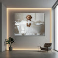 Load image into Gallery viewer, #shop_name Chocolate Labradoodle Bliss: Luxurious Bubble Bath Art Print for Home Decor | CustomDogArt.com | 2024
