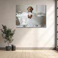 Load image into Gallery viewer, #shop_name Chocolate Labradoodle Bliss: Luxurious Bubble Bath Art Print for Home Decor | CustomDogArt.com | 2024
