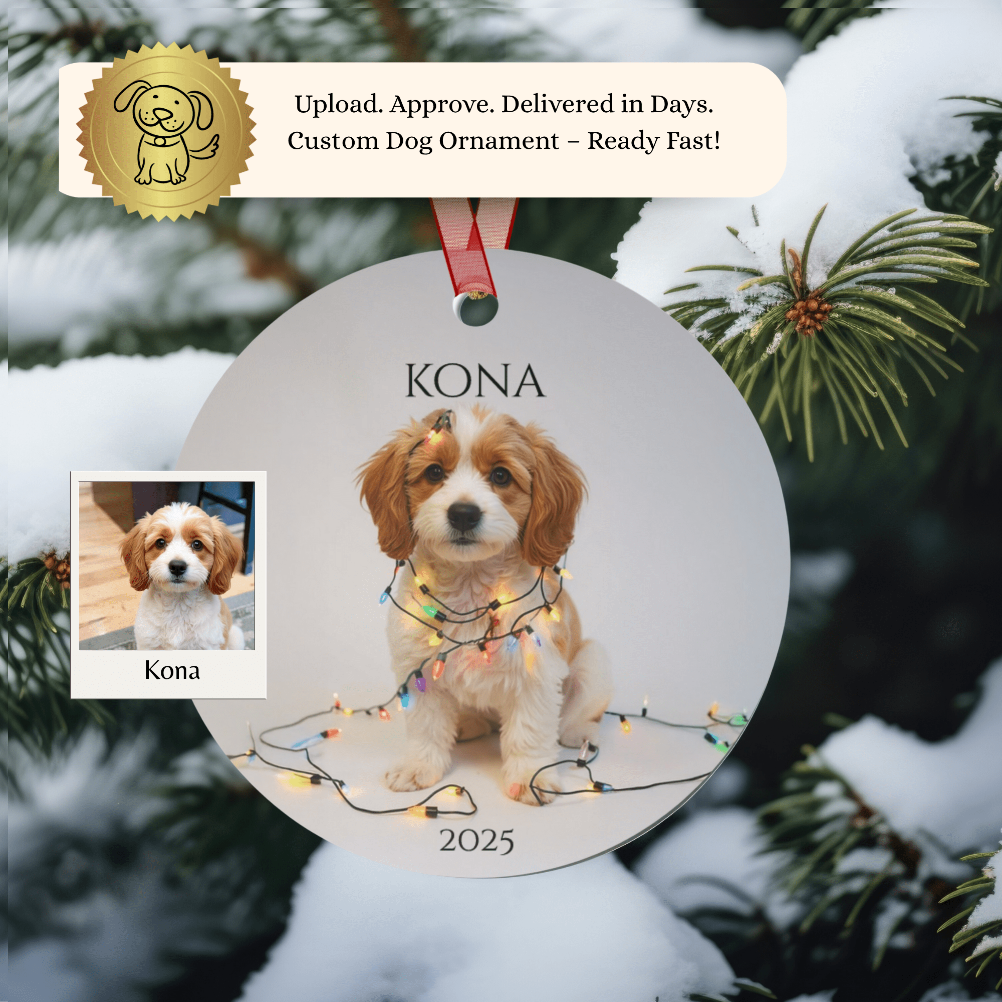 Custom Dog ArtCockapoo Christmas Ornament | Personalized