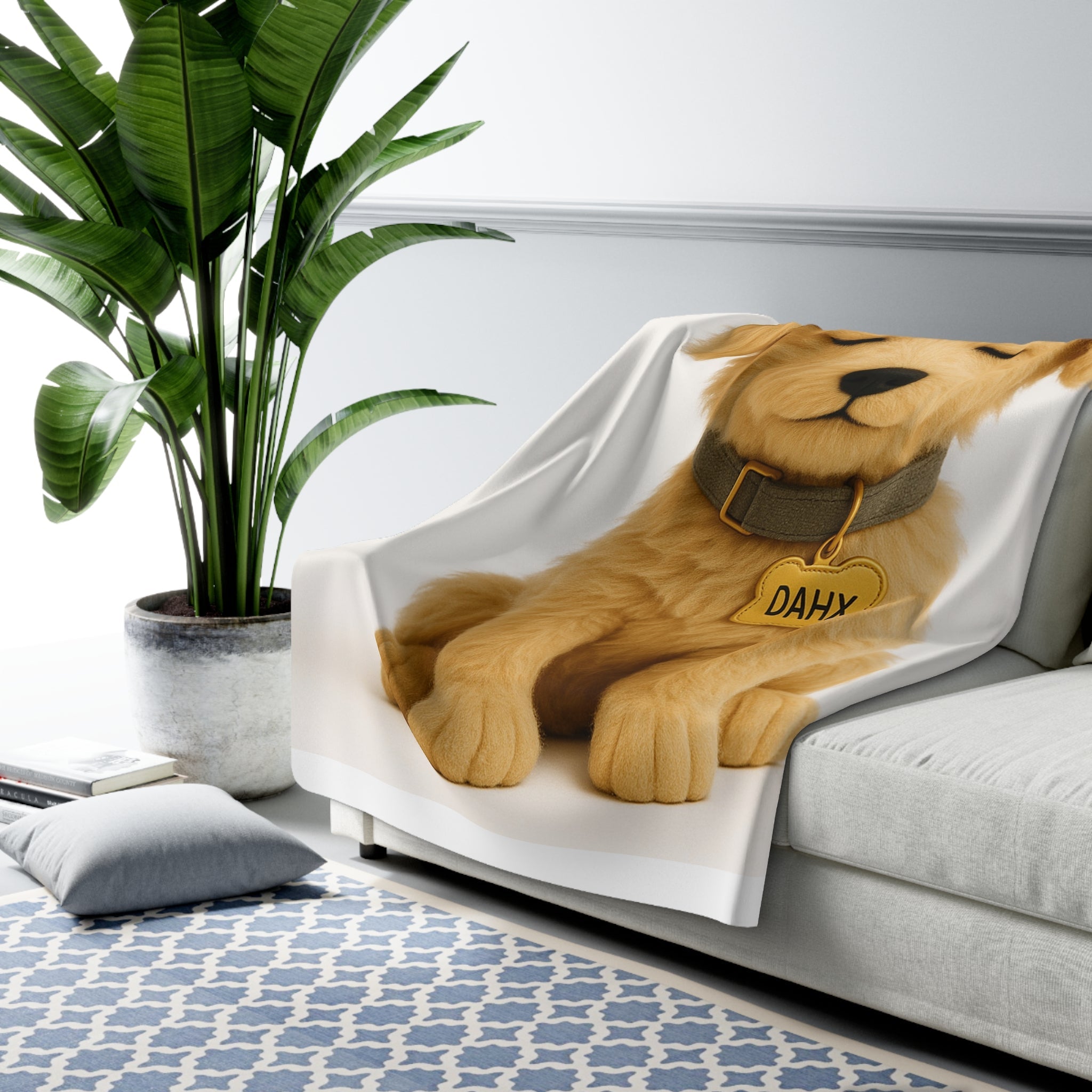 Custom Dog ArtCozy Pet Stuffed Animal Themed Sherpa Fleece Blanket | Perfect Gift for Pet Lovers, Home Decor, Beach Vibes, Cute Pet nArt, Cozy Blanket
