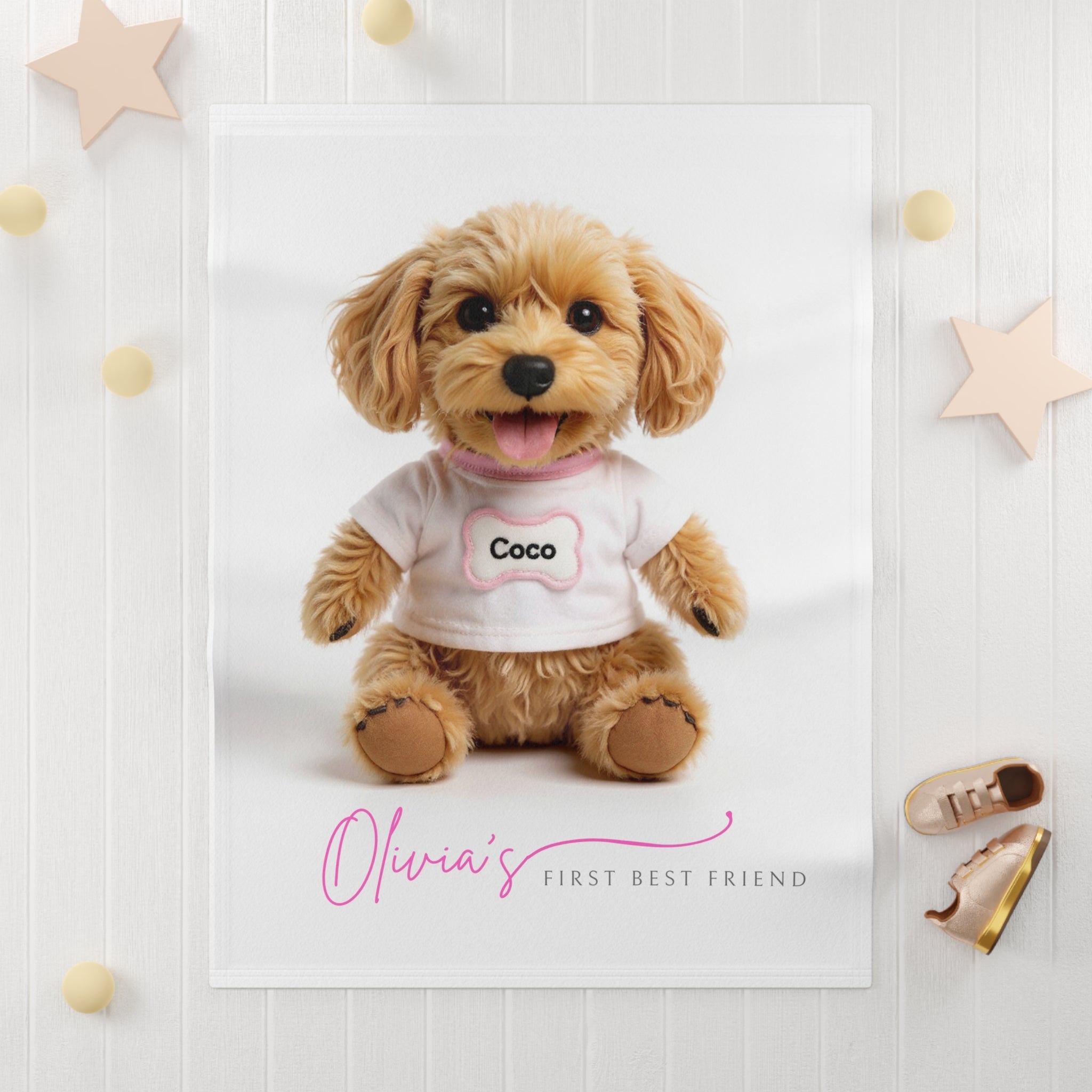 Custom Dog ArtCustom Baby Blanket with Dog • Personalized Nursery Blanket with Name • Newborn Keepsake & Baby Shower Gift