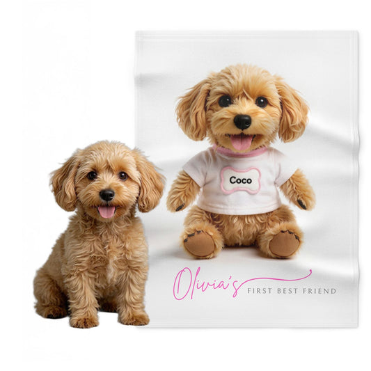 Custom Dog ArtCustom Baby Blanket with Dog • Personalized Nursery Blanket with Name • Newborn Keepsake & Baby Shower Gift