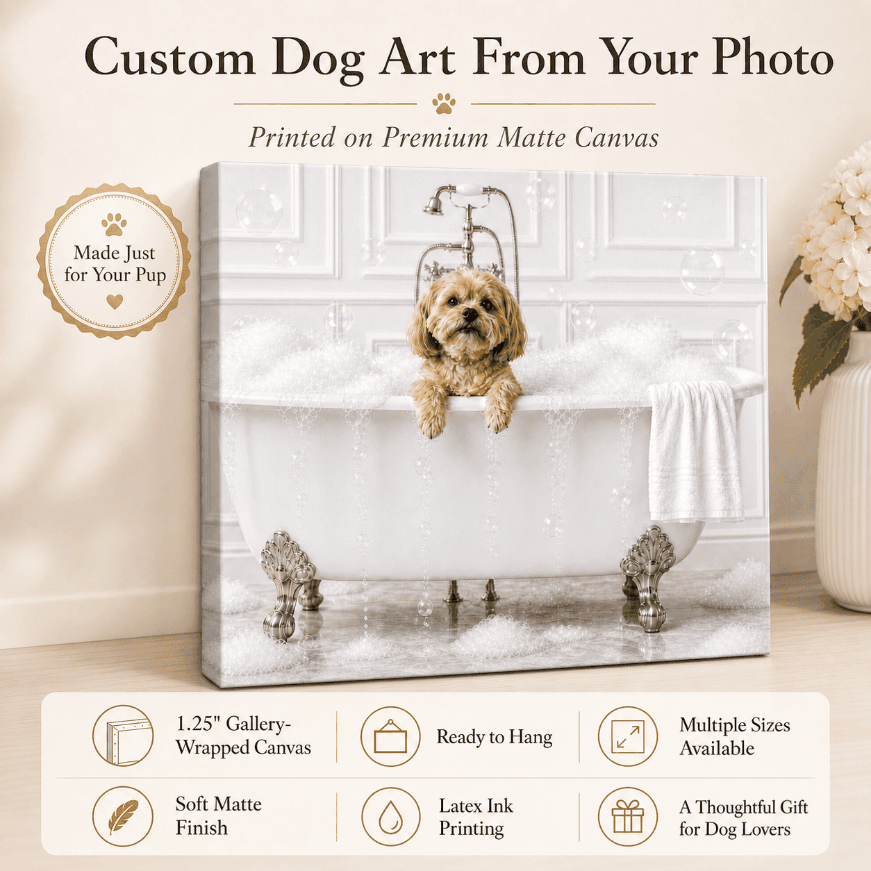 Custom Dog ArtCustom Dog Art | Personalized Dog in Bath Art