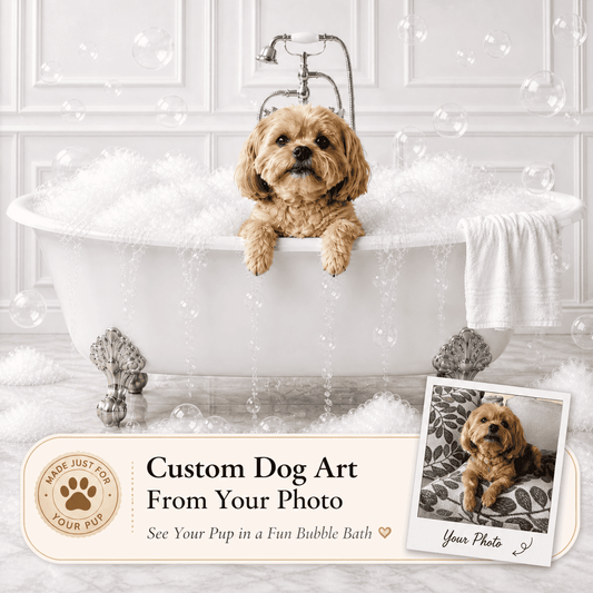 Custom Dog ArtCustom Dog Art | Personalized Dog in Bath Art