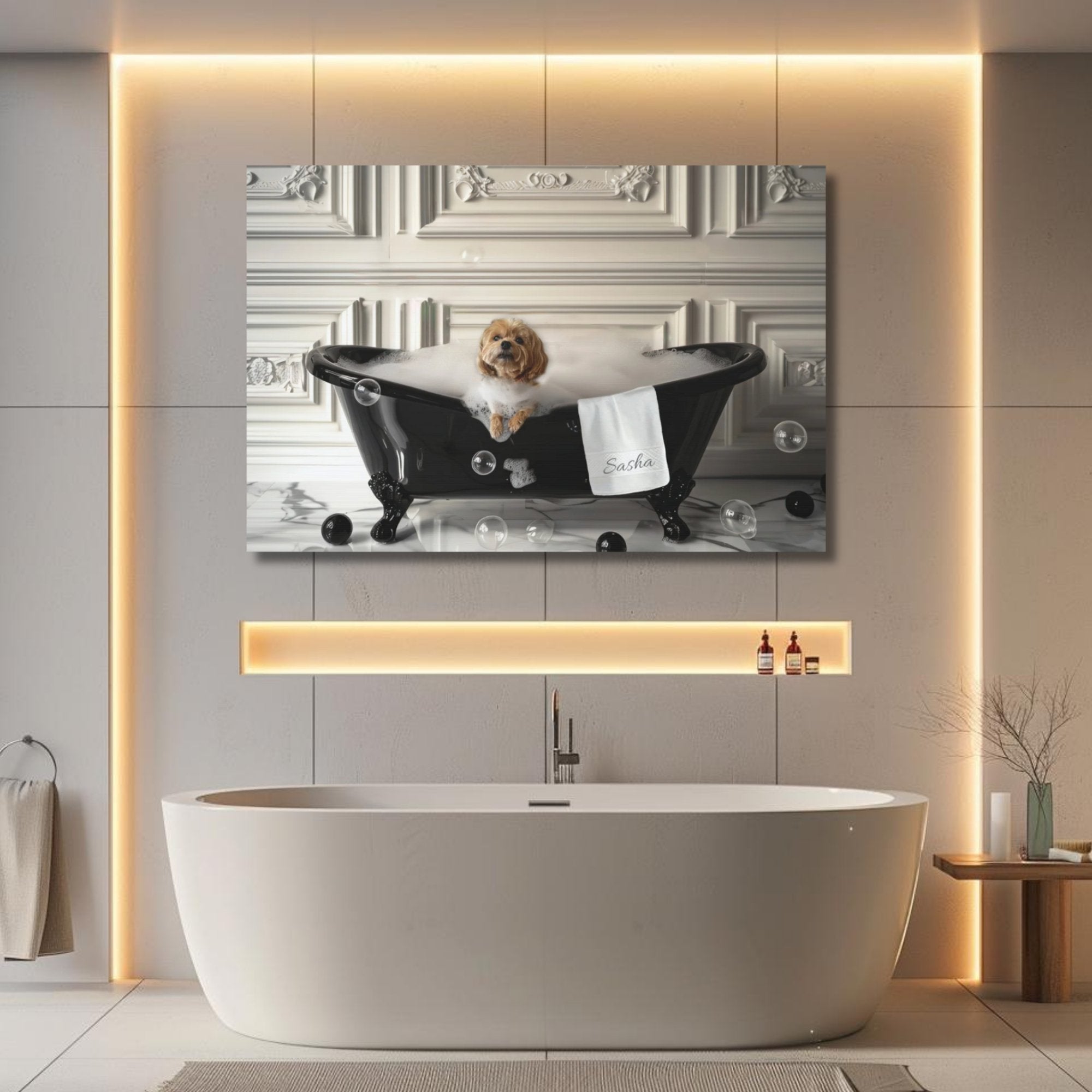 Custom Dog Art | Personalized Dog in Bathtub Art