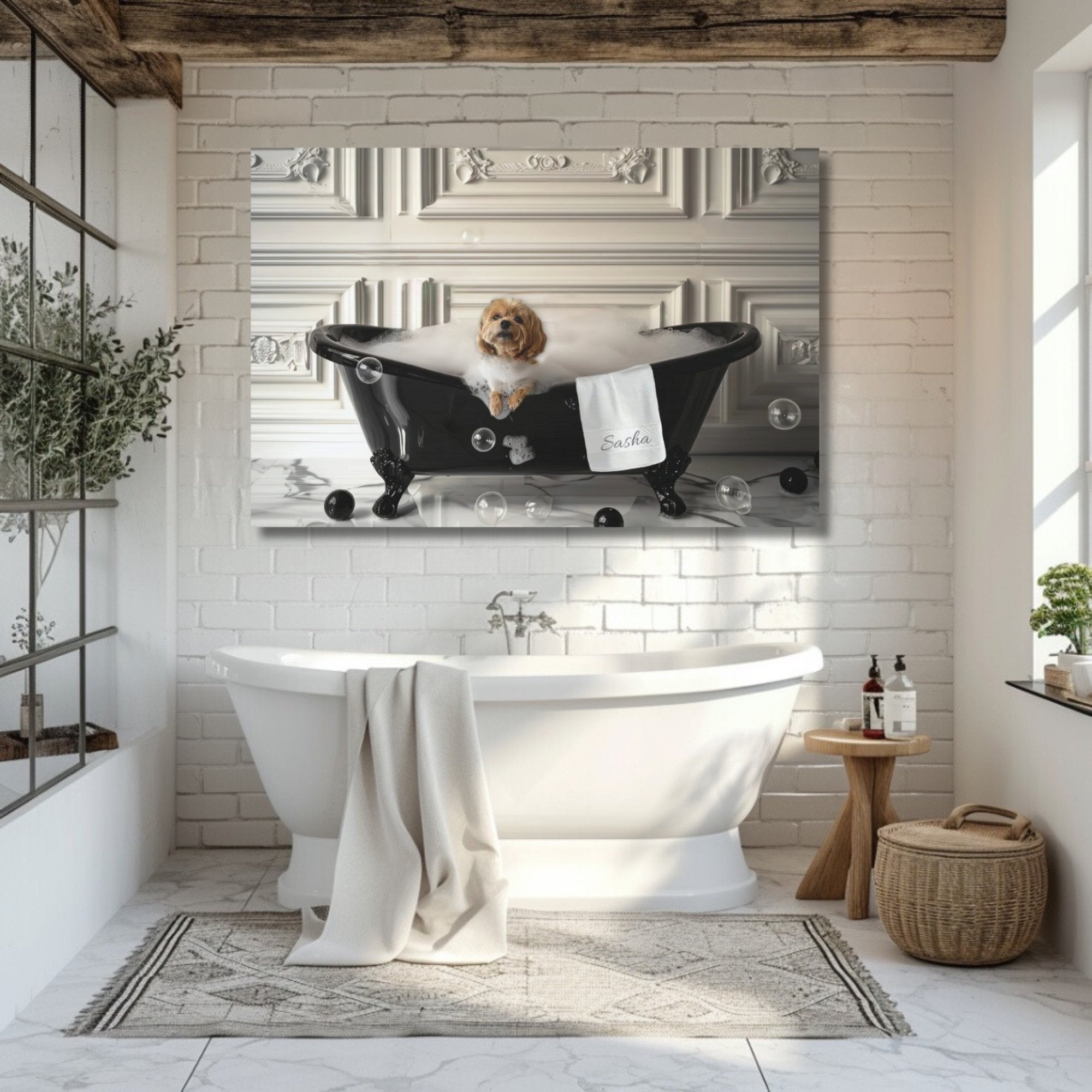 Personalized print of your Dog in Bubble bath 