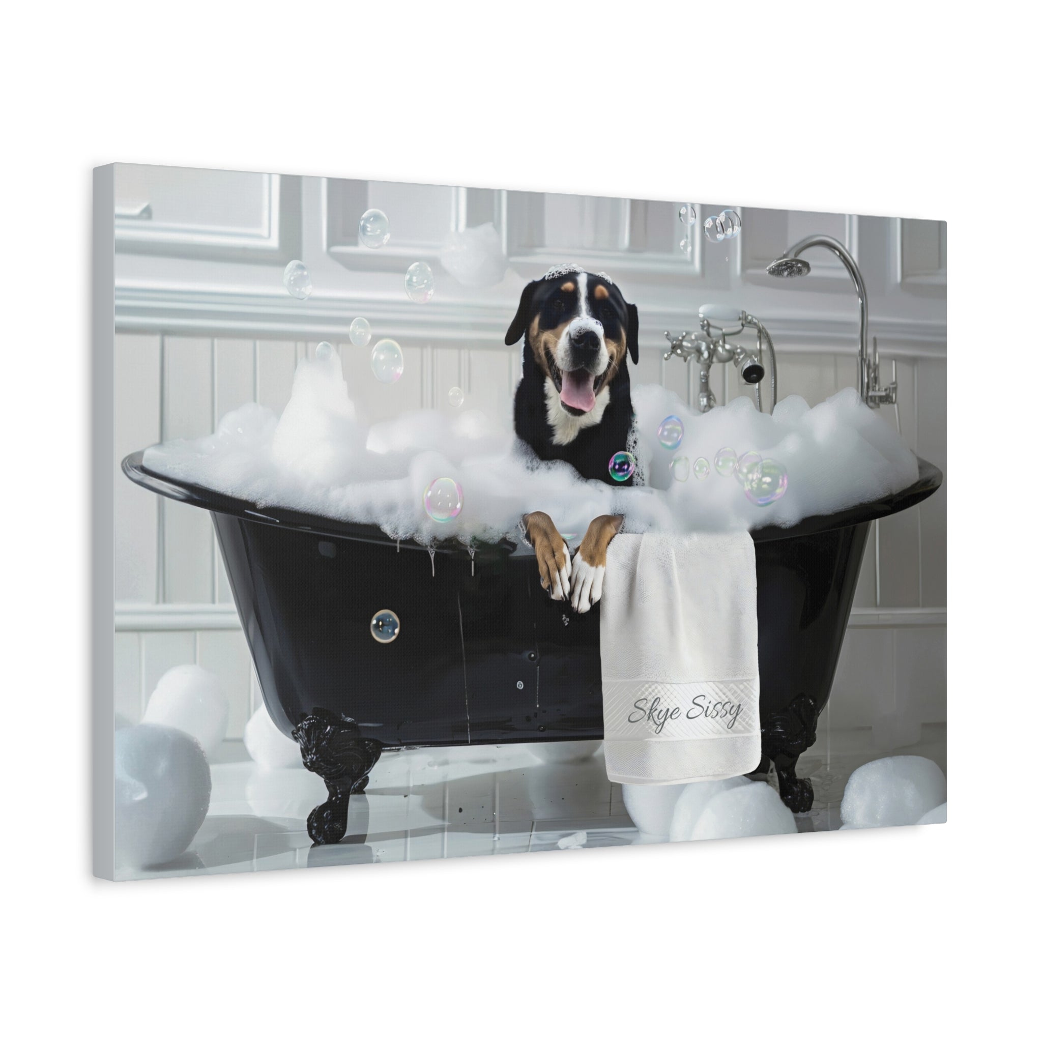 Custom Dog ArtCustom Dog in Bathtub Art - Personalized Pet Portrait for Your Home