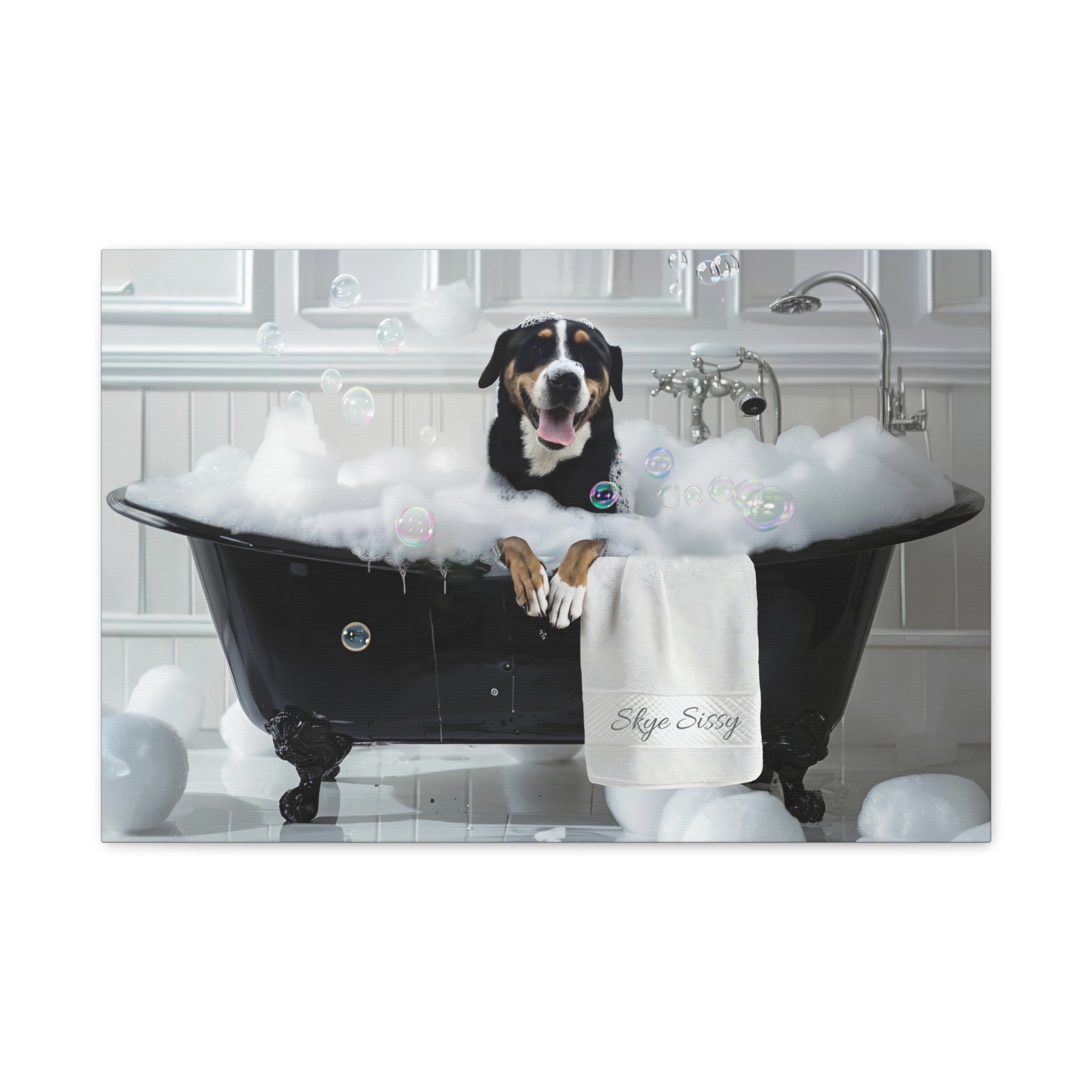 Custom Dog ArtCustom Dog in Bathtub Art - Personalized Pet Portrait for Your Home