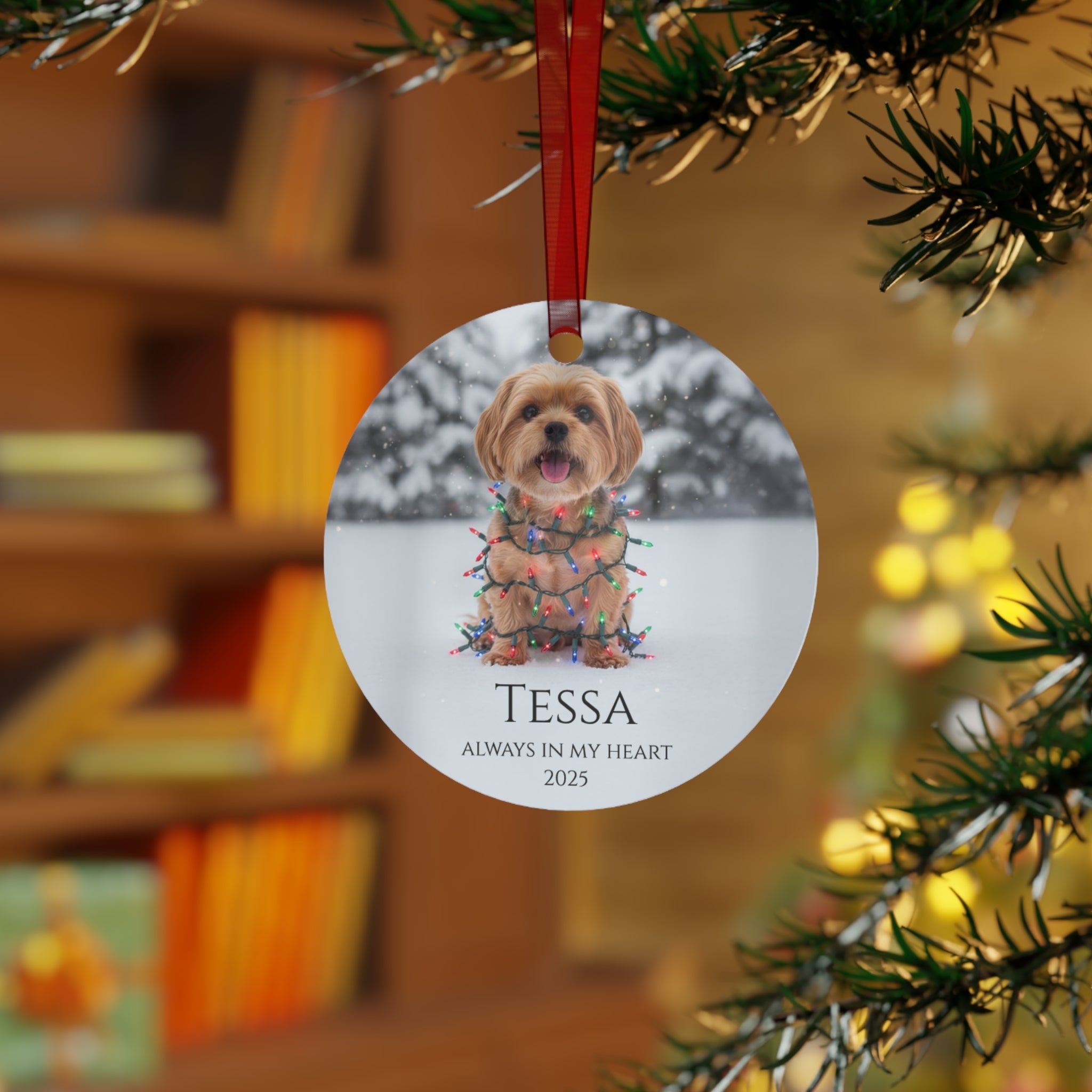 Custom Dog ArtCustom Dog Memorial Ornament | Personalized Pet Portrait Keepsake | Forever in My Heart Christmas Ornament Gift