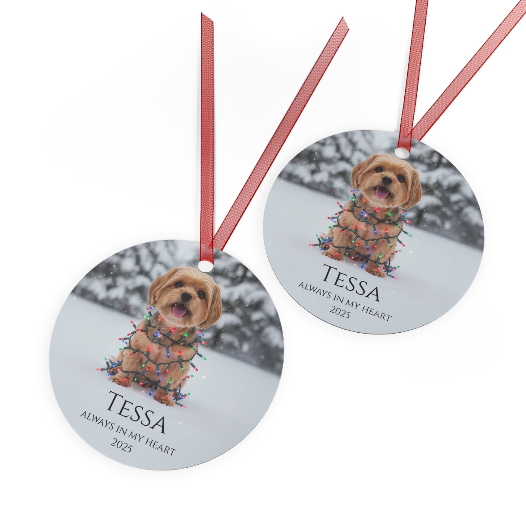 Custom Dog ArtCustom Dog Memorial Ornament | Personalized Pet Portrait Keepsake | Forever in My Heart Christmas Ornament Gift