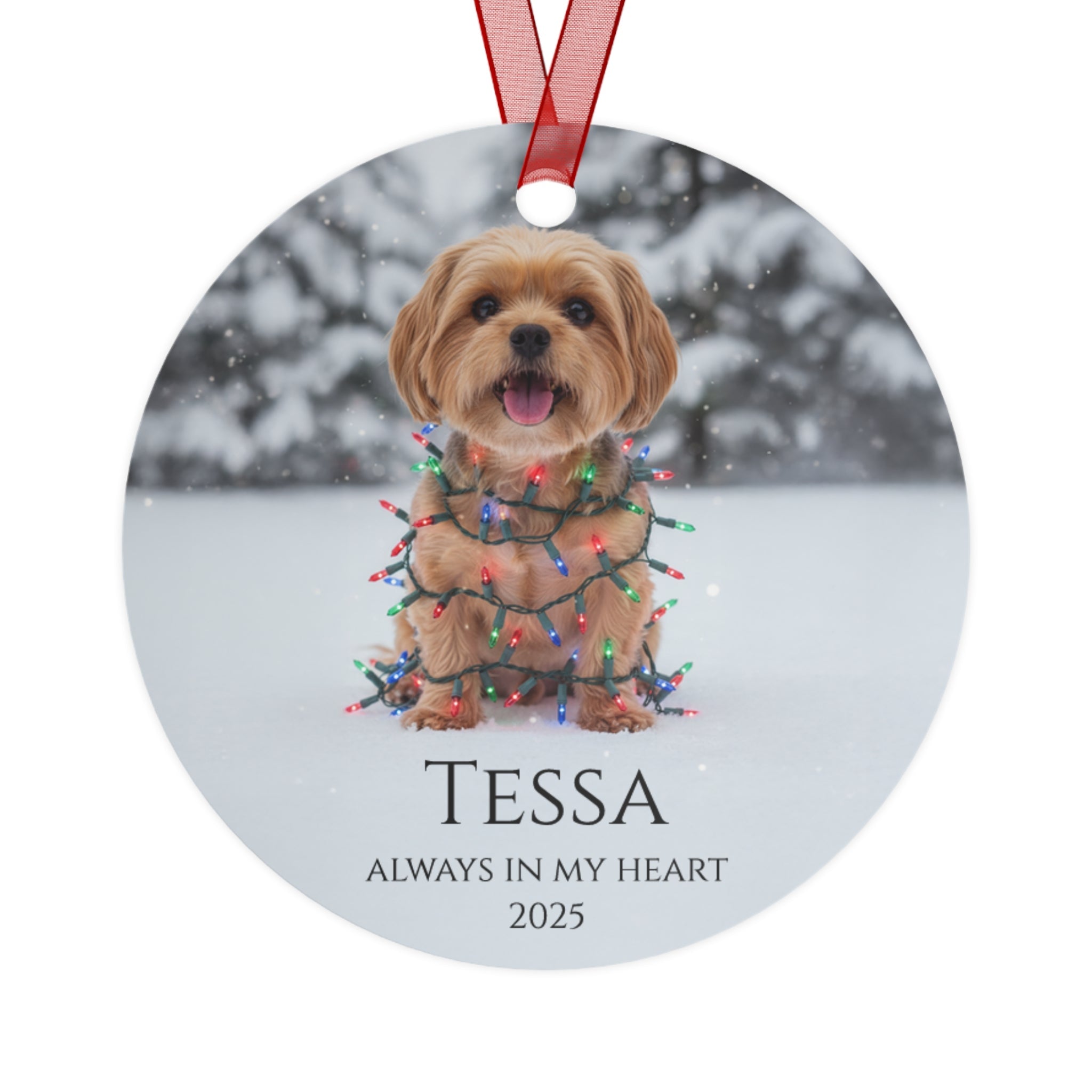 Custom Dog ArtCustom Dog Memorial Ornament | Personalized Pet Portrait Keepsake | Forever in My Heart Christmas Ornament Gift