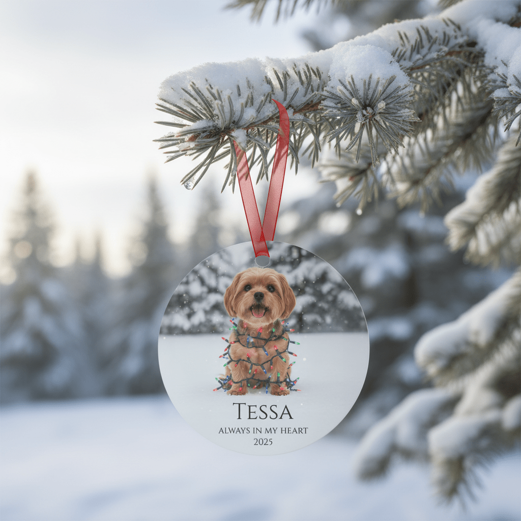 Custom Dog ArtCustom Dog Memorial Ornament | Personalized Pet Portrait Keepsake | Forever in My Heart Christmas Ornament Gift