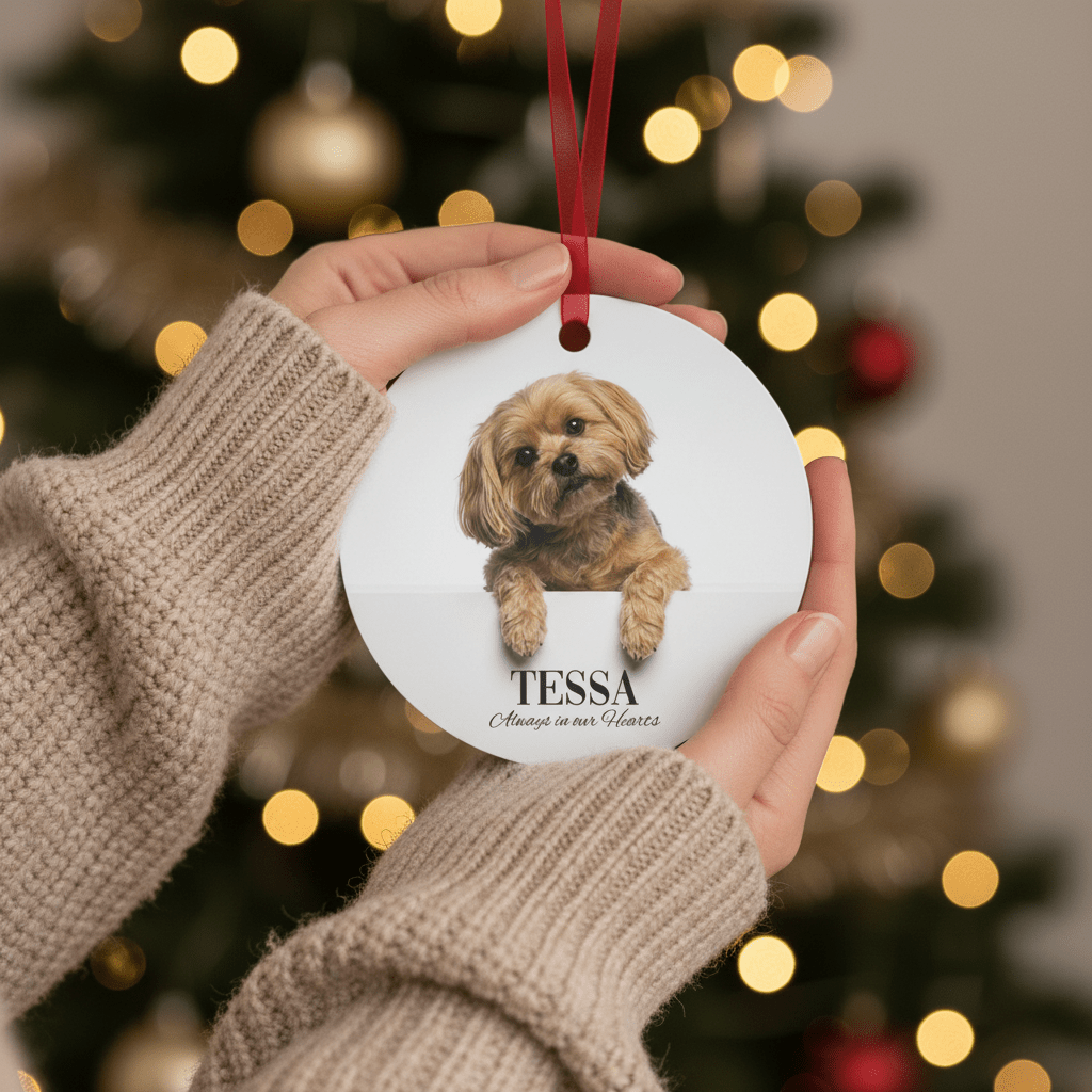 Custom Dog ArtCustom Dog Memorial Photo Ornament | Personalized Dog Loss Gift Keepsake