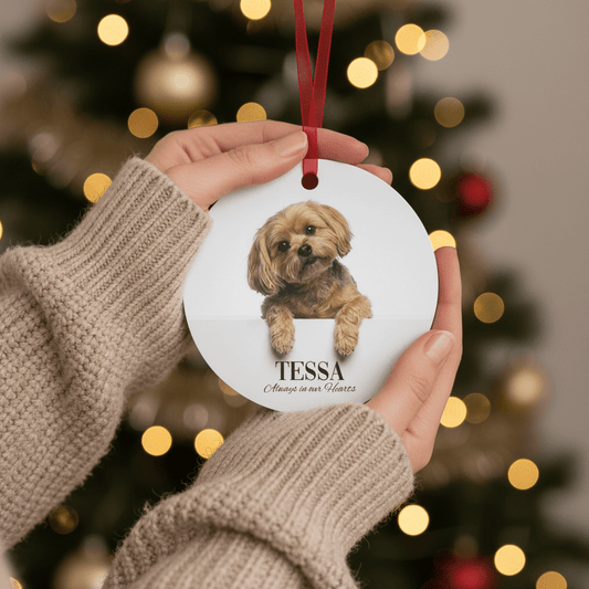 Custom Dog ArtCustom Dog Memorial Photo Ornament | Personalized Dog Loss Gift Keepsake