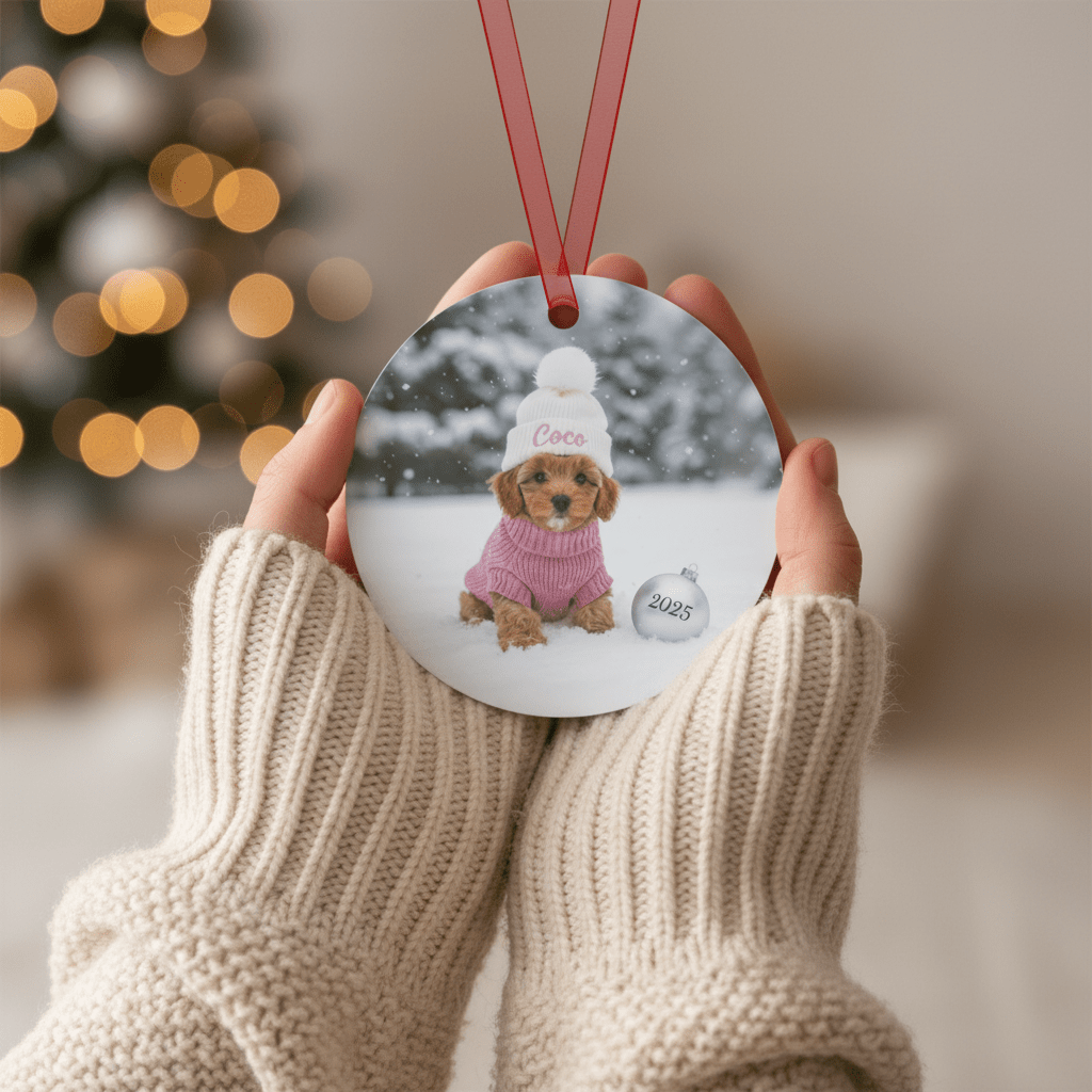 Custom Dog ArtCustom Dog Photo Ornament | Personalized Pet Memorial Gift | Christmas Ornament with Dog’s Picture and Name | Pet Keepsake