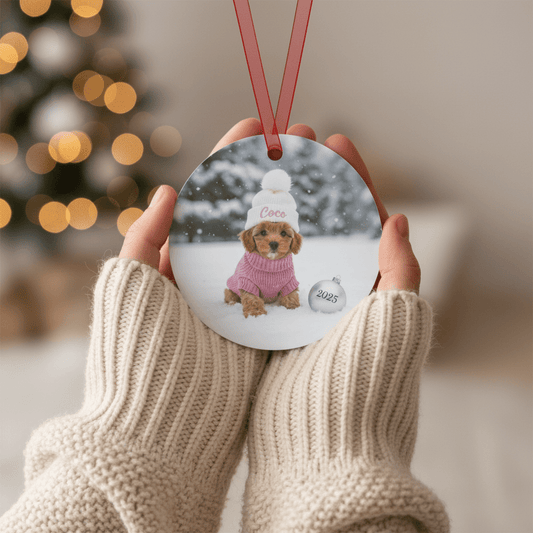 Custom Dog ArtCustom Dog Photo Ornament | Personalized Pet Memorial Gift | Christmas Ornament with Dog’s Picture and Name | Pet Keepsake