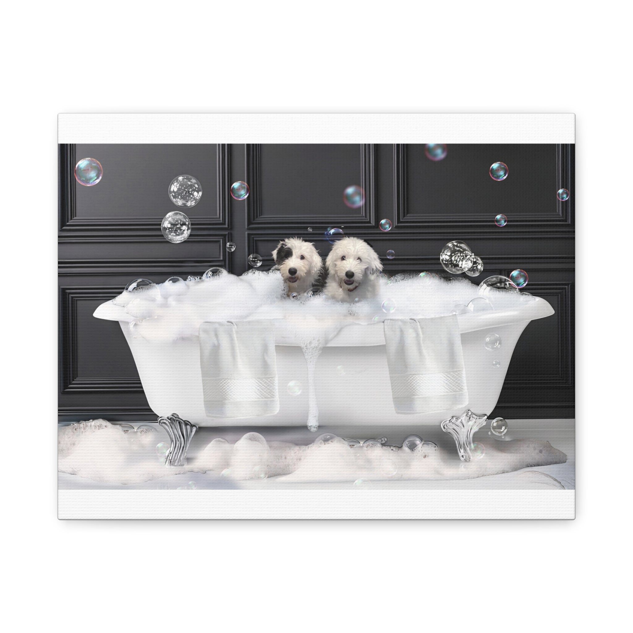 Custom Dog ArtCustom Dog Portrait of 2 Dogs in Bathtub | Pet Portrait Photo | Custom Dog Art Print | Dog in Bathtub Art | Custom Dog Gifts for Pet Lovers