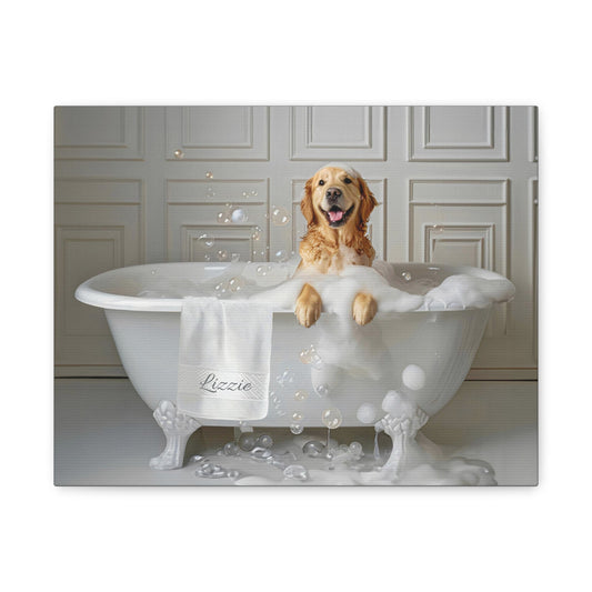 Custom Dog ArtCustom Golden Retriever Dog in Bathtub Art - Perfect Gift for Golden Retriever Moms