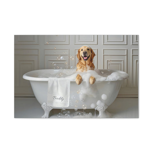 Custom Dog ArtCustom Golden Retriever Dog in Bathtub Art - Perfect Gift for Golden Retriever Moms