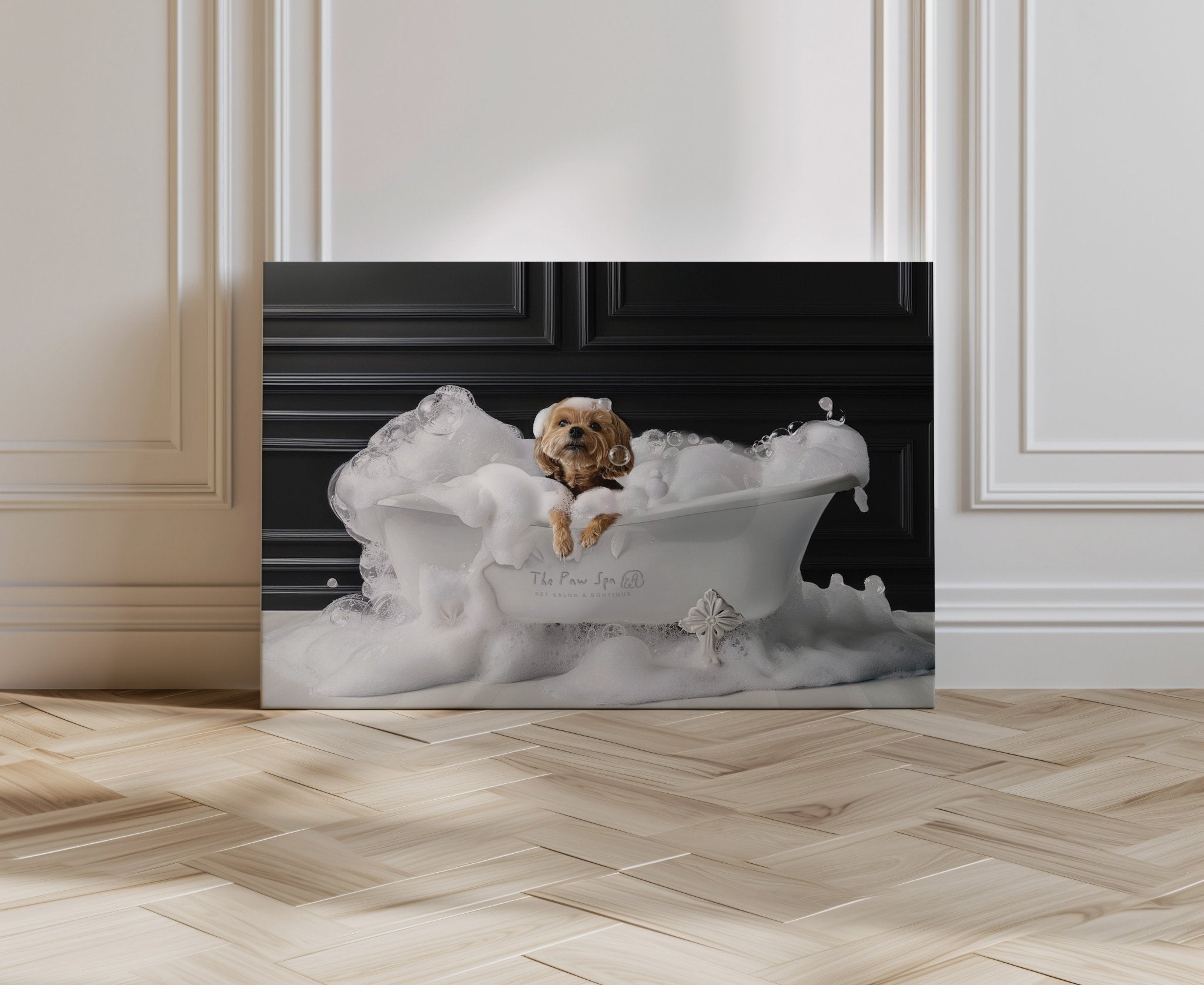 Custom Dog ArtCustom Luxury Dog Spa Portrait – Personalized Pet Grooming Salon Art