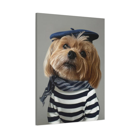 Custom Dog ArtCustom Parisian Dog Portrait - Personalized Pet Art in Elegant Beret