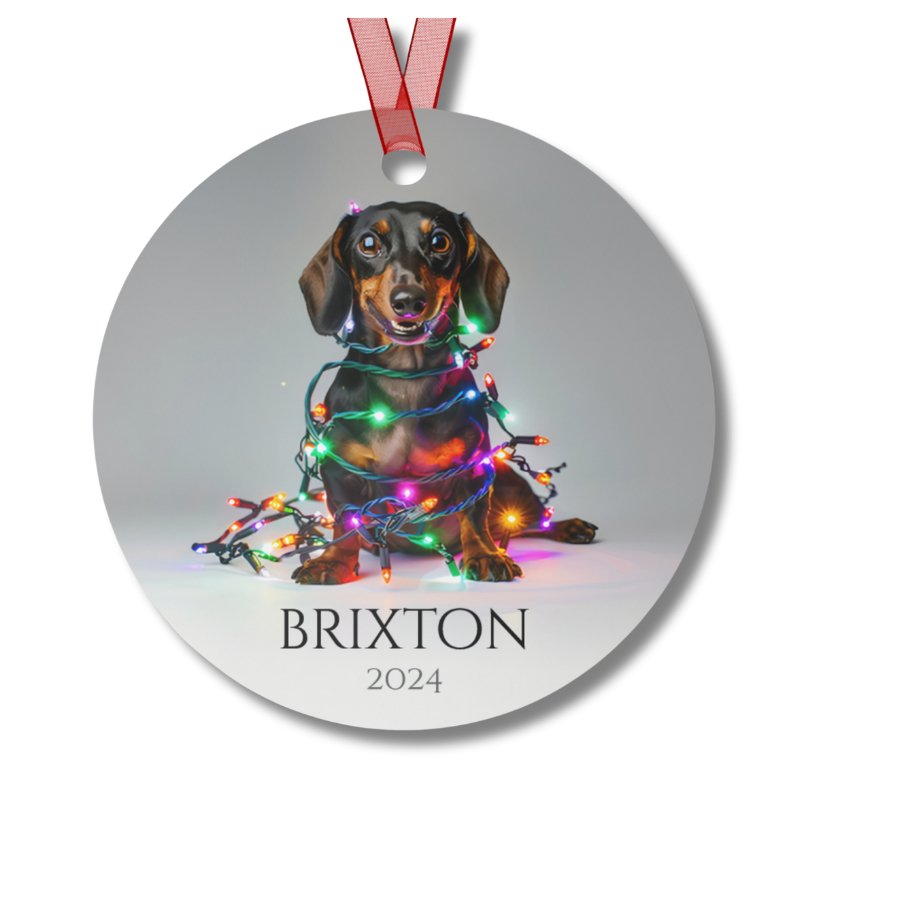 Custom Dog ArtDaschund Christmas Ornament | Personalized