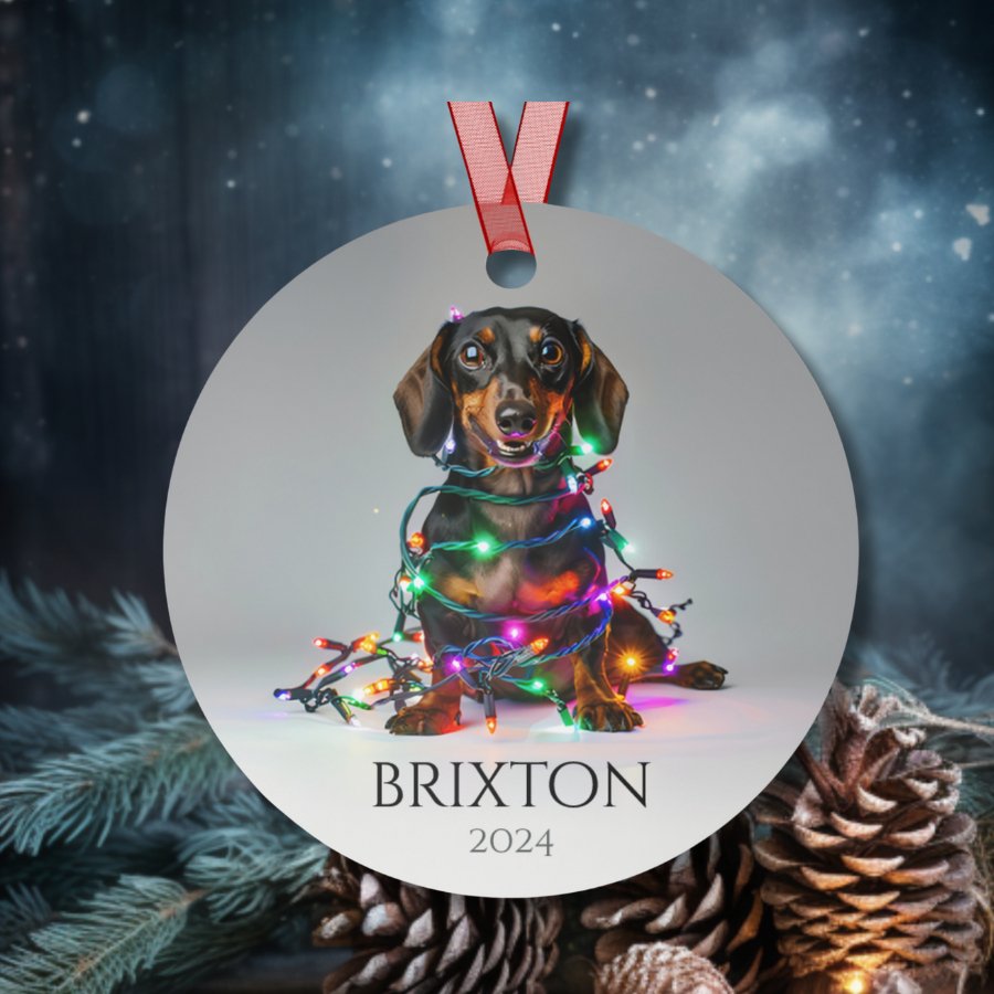 Custom Dog ArtDaschund Christmas Ornament | Personalized