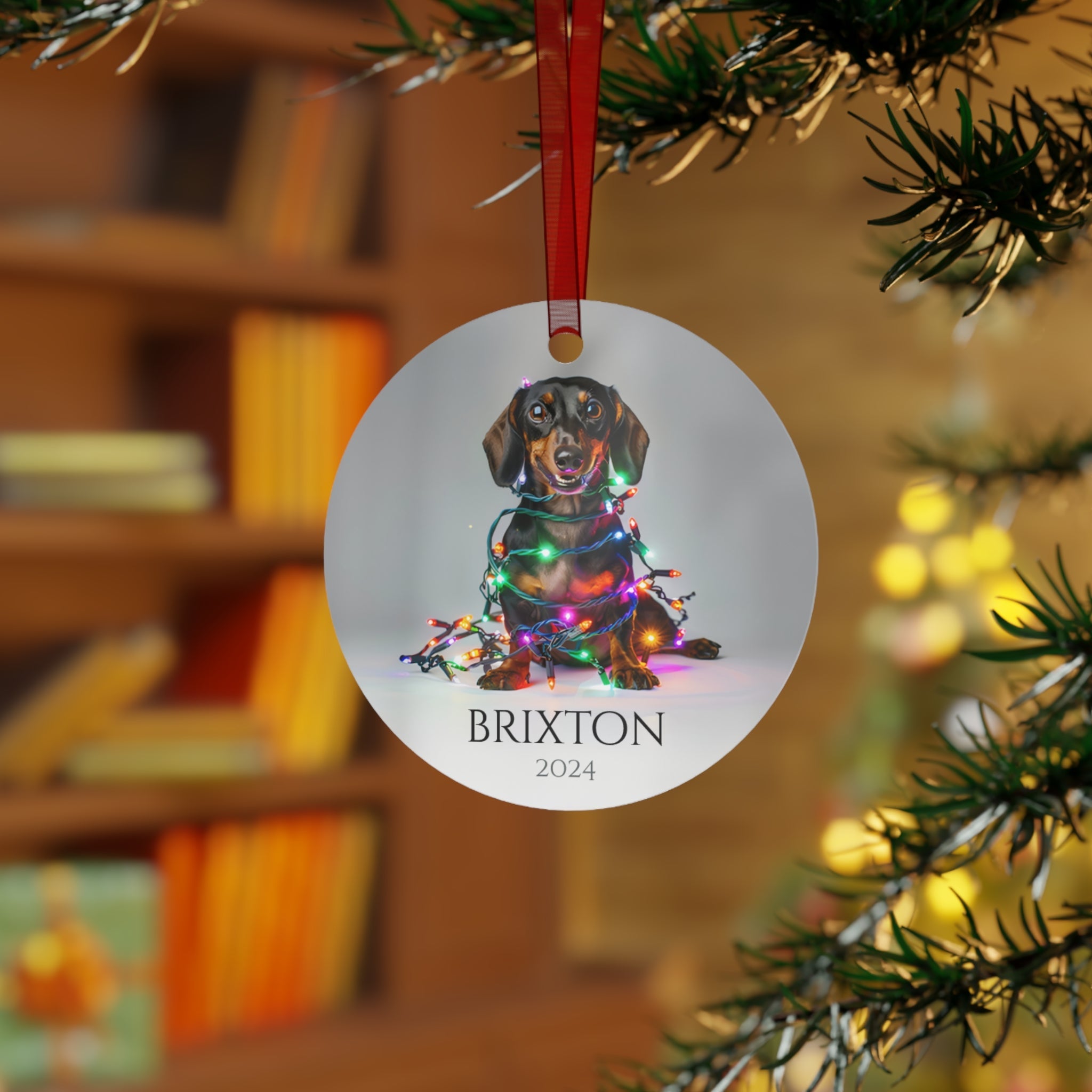 Custom Dog ArtDaschund Christmas Ornament | Personalized