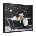 Load image into Gallery viewer, Custom Dog ArtDog Bath Time Framed Art, Pet Lovers Decor, Fun Home Wall Art, Dog Owner Gift, Bubble Bath Canvas, Pet Bathroom Art

